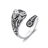 Sterling Silver Vintage Bee Butterfly Dragonfly Hummingbird Tree of Life Sunflower Spoon Rings