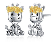 Sterling Silver Hypoallergenic Giraffe Stud Earrings