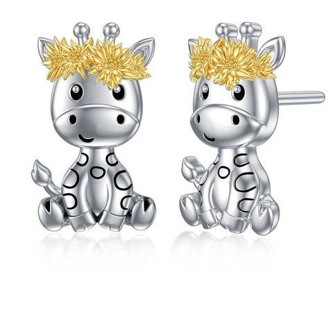 Sterling Silver Hypoallergenic Giraffe Stud Earrings