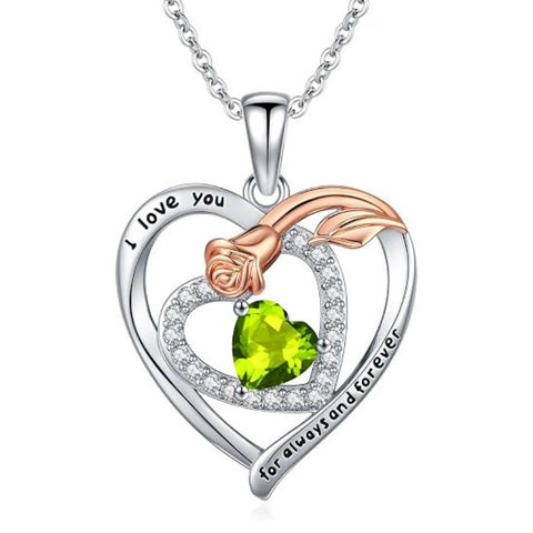 14K Gold Plated  Birthstone Rose Flower Necklaces for Women