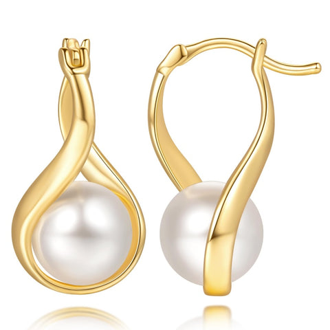 14K Gold Plated Pearl  Earrings for Women