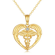 14k Solid Gold Nurse Necklace for Women Real Gold Stethoscope Nursing Jewelry Gift