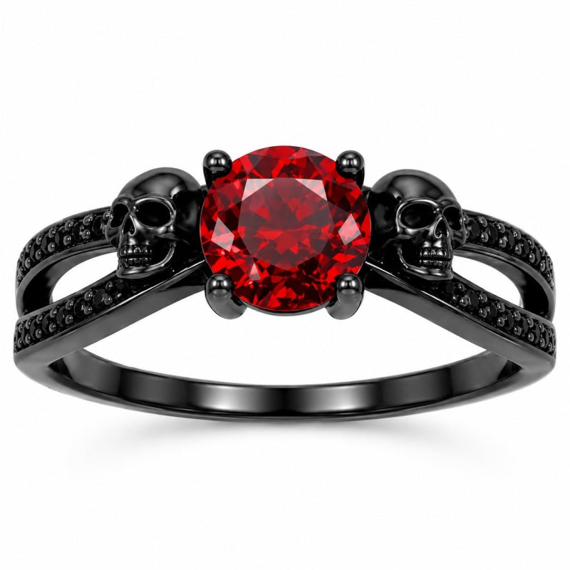 Sterling Silver 10K 14K 18K Gold Personalized Gothic Skull Ring Exquisite Spooky Jewelry for Halloween Lovers