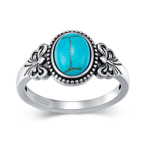 14K Gold Plated Turquoise Ring Western Jewelry Anniversary Birthday Gift for Women