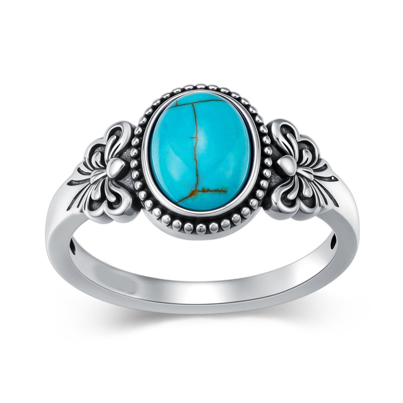 14K Gold Plated Turquoise Ring Western Jewelry Anniversary Birthday Gift for Women