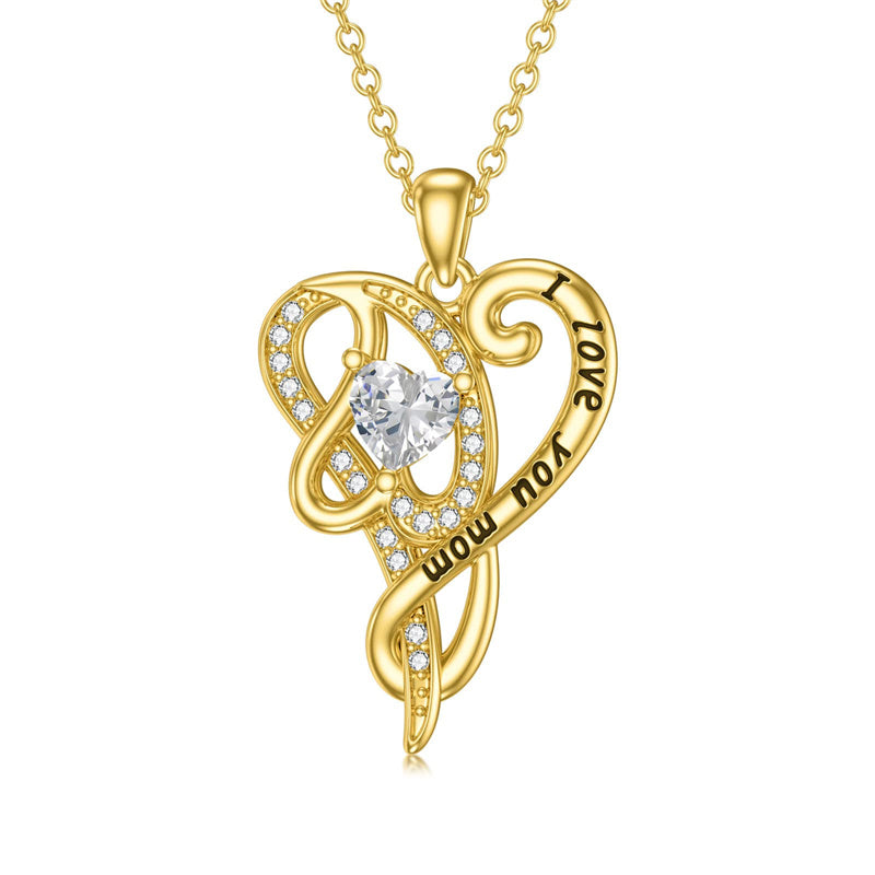 10K 14K 18K Gold Personalized Birthstone Name Heart Pendant