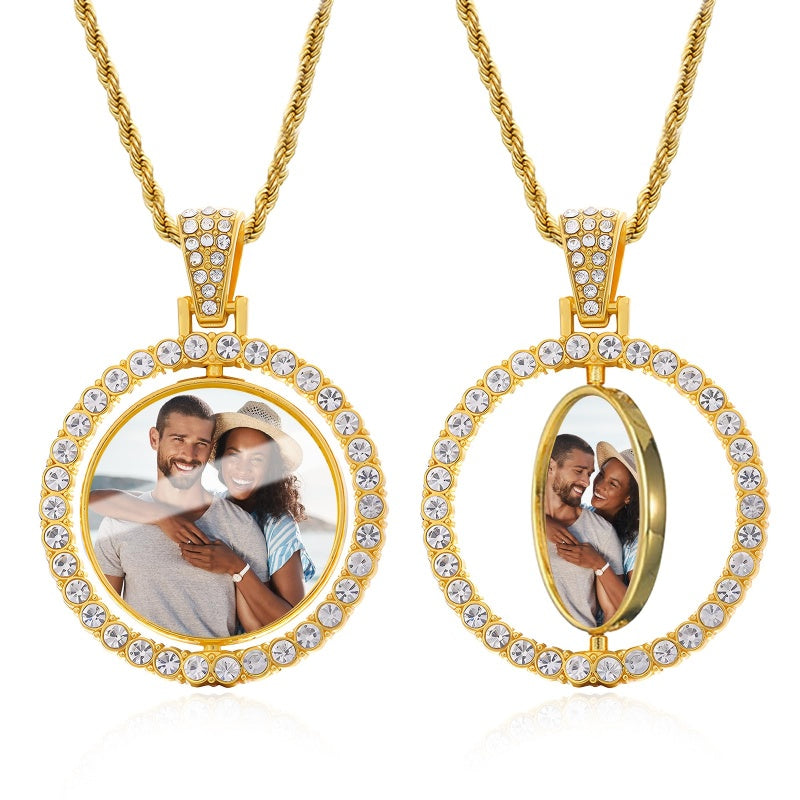 14K Gold Plated Personalized Photo Pendant Necklace Personalized Gift