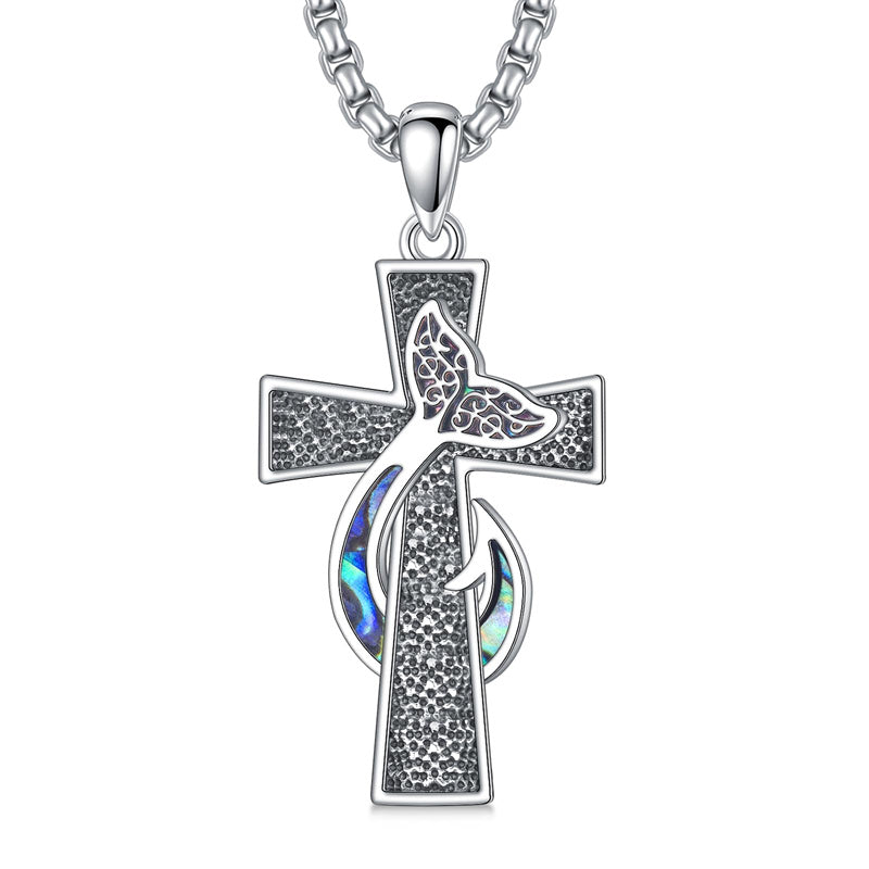 Sterling Silver Wooden Cross Pendant Necklace