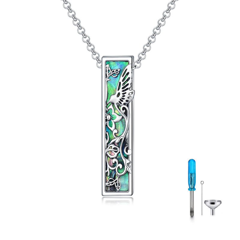 Sterling Silver 3D Bar Turquoise Tree of Life Urn Necklace for Ashes