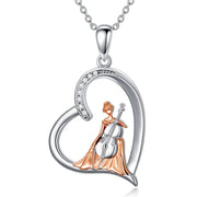 Sterling Silver  Cello Violin Necklace Music Gifts for Women Girl Daughter