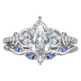 Sterling Silver 10K 14K 18K Gold 1CT-4CT Heart Round Teardrop Oval Moissanite Engagement Rings Set for Women