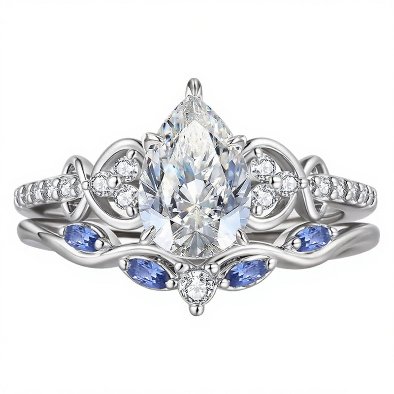 Sterling Silver 10K 14K 18K Gold 1CT-4CT Heart Round Teardrop Oval Moissanite Engagement Rings Set for Women