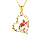 14K Gold Red Cardinal Necklace Gifts for Women When Cardinals Appear Angels Are Near Heart Pendant Memorial Jewelry