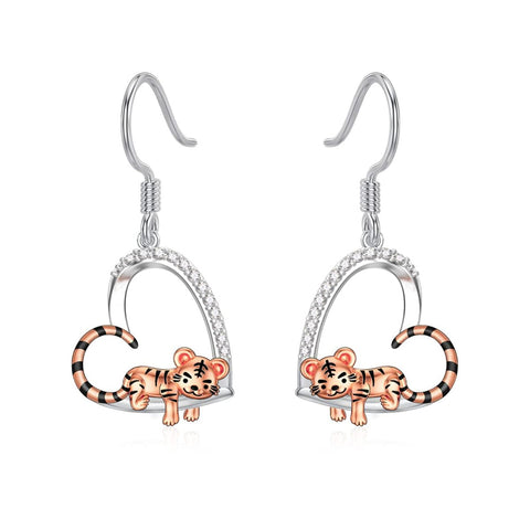 Sterling Silver Tiger Red Panda Elephant  Red Cardinal Dangle Earrings