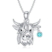 Highland Cow Necklace 925 Sterling Silver Highland Cow Pendant Cow Necklace for Women Highland Cow Lovers Jewelry for Women/Girls