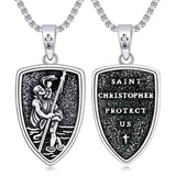 St Christopher Necklace 925 Sterling Silver Saint Medal Protection Necklace Christian Amulet Jewelry Gifts for Men Women