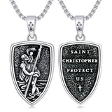 Sterling Silver St Christopher Medal Protection Pendant Necklace
