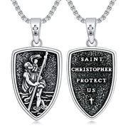 St Christopher Necklace 925 Sterling Silver Saint Medal Protection Necklace Christian Amulet Jewelry Gifts for Men Women