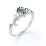 Natural Moss Agate Ring 925 Sterling Silver Green Moss Agate Ring Promise Ring Engagement Wedding Jewelry Gift for Women