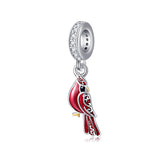 Sterling Silver Red Cardinal Bird Charm Beads