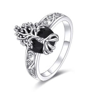 Black Tourmaline Ring Sterling Silver Black Crystal Rings Healing Jewelry Spiritual Protection Gifts for Women Girls