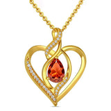 14K Gold Plated Birthstone Heart Pendant Necklace Birthday Anniversary Jewelry Gift for Her
