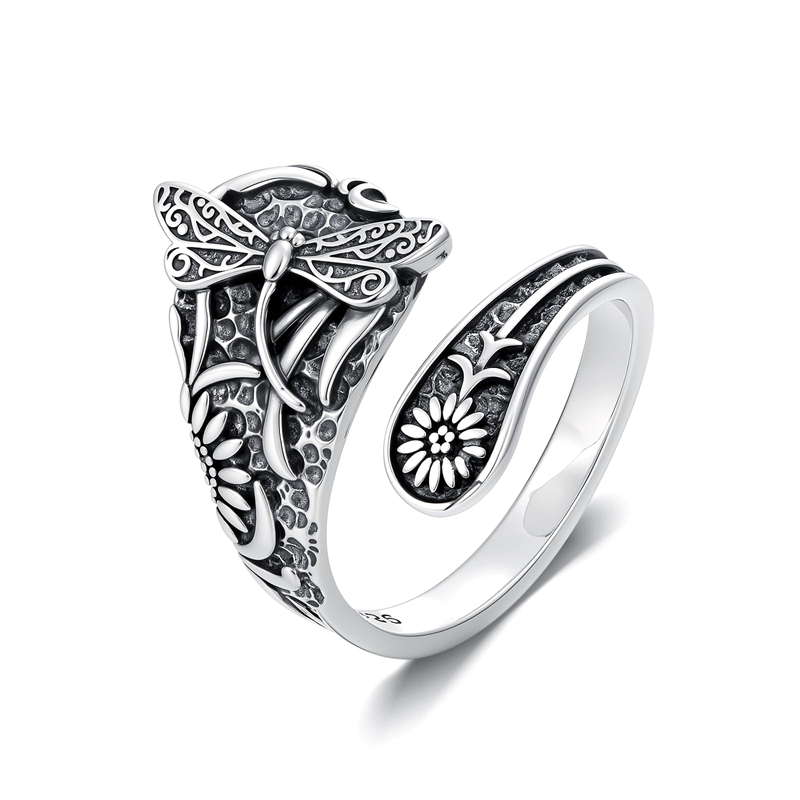 Sterling Silver Vintage Bee Butterfly Dragonfly Hummingbird Tree of Life Sunflower Spoon Rings