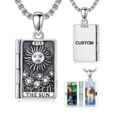 Sterling Silver Sun Moon Lovers Tarot Card Photo Locket Necklace