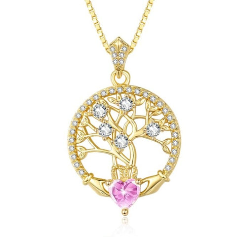 14K Gold Plated  Birthstone Tree of Life Necklaces for Women