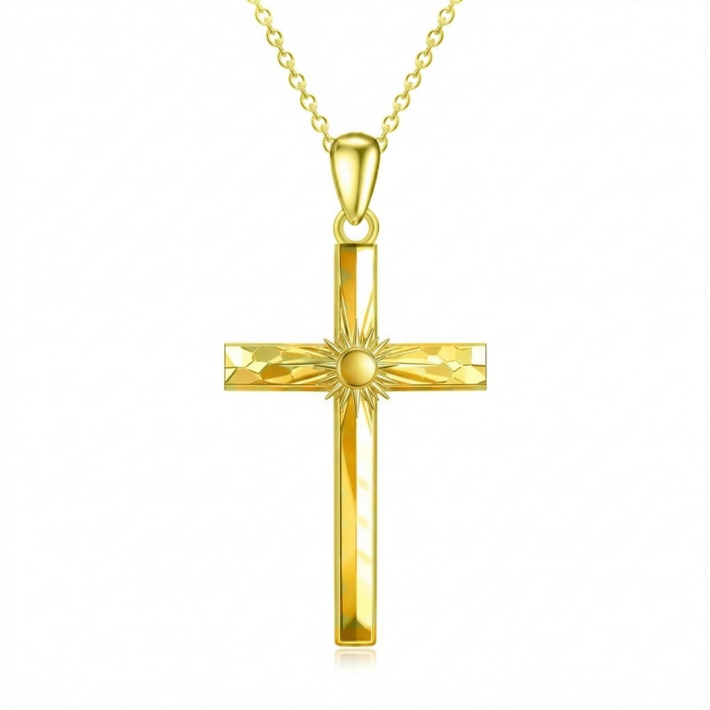14K Gold Plated Cross Necklace for Women