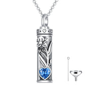 Sterling Silver 12 Birthstone Birth FlowerUrn Necklace for Ashes