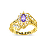 Sterling Silver 10K 14K 18K Gold Personalized Engraving Birthstone Class Ring for High School and College Graduates