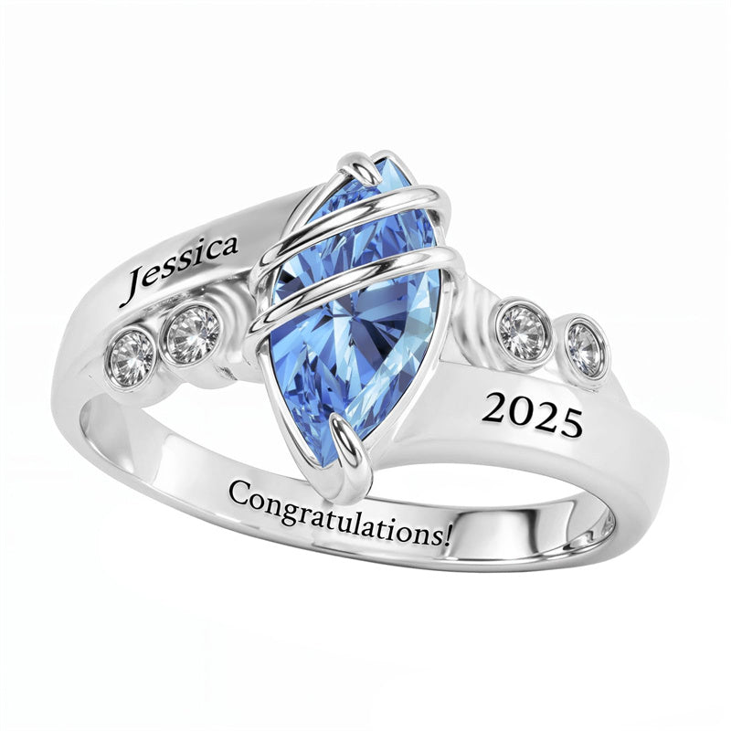 Sterling Silver Personalized Graduation Ring for Class of 2026 ...