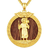 Christian Religious Medal Amulet 14K Gold Plated Pendant  Necklace