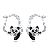 Sterling Silver Fox Frog Leopard Peacock Puppy Animal Hug Hoop Earrings