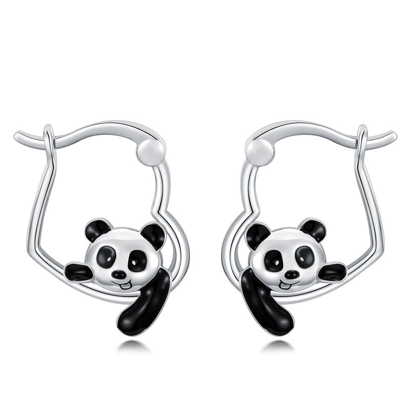 Sterling Silver Fox Frog Leopard Peacock Puppy Animal Hug Hoop Earrings