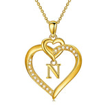 Heart Initial A-Z Pendant Necklace for 14K Gold Plated Women Initials Jewelry Gifts