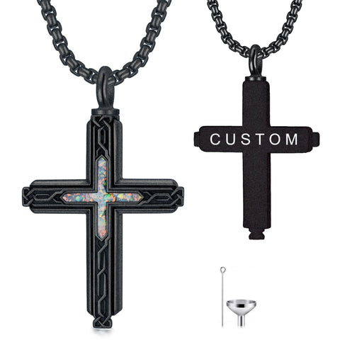 Sterling Silver Obsidian Lapis Lazuli Tigers Eye Turquoise Celtic Knot & Cross Urn Necklaces for Ashes