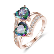Mystic Topaz Rings Engagement Rings For Women Heart Mystic Topaz Ring And Moissanite Engagement Ring 925 Sterling Silver Mystic Topaz Ring