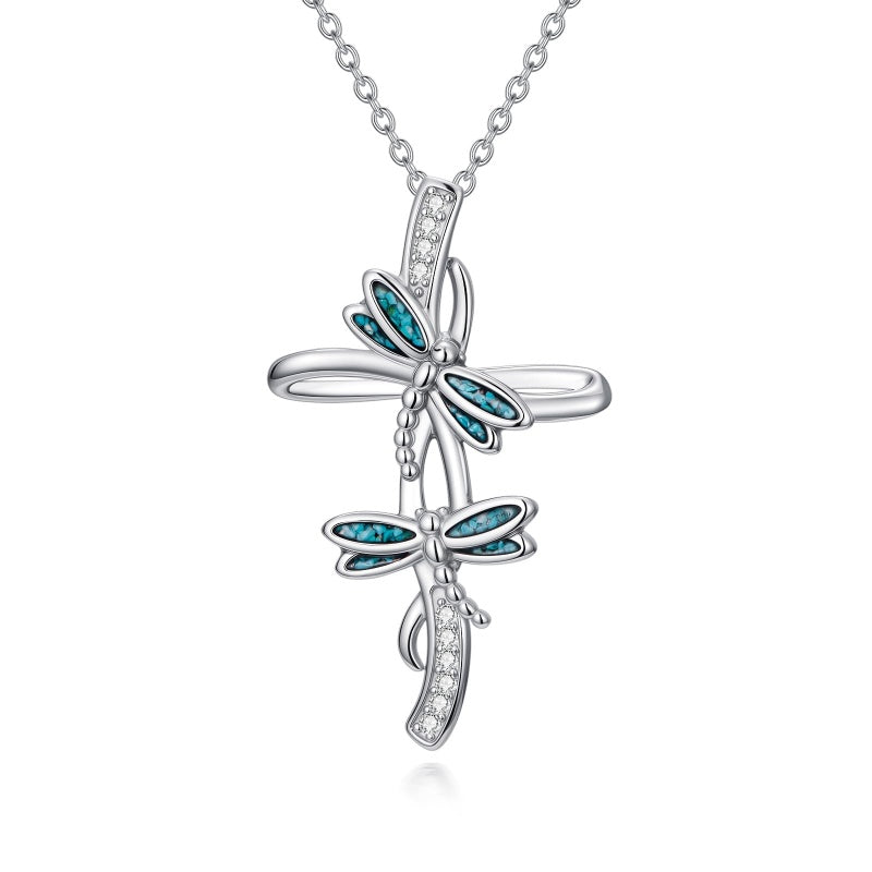14K Gold Plated Turquoise Turtle Dragonfly Hummingbird Pendant Necklace