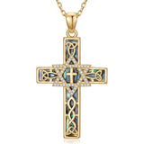 14K Gold Plated Cross Pendant Necklace Faith Jewelry Gift for Women