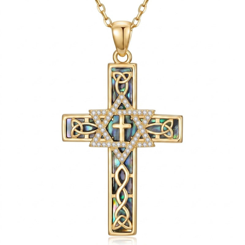 14K Gold Plated Cross Pendant Necklace Faith Jewelry Gift for Women