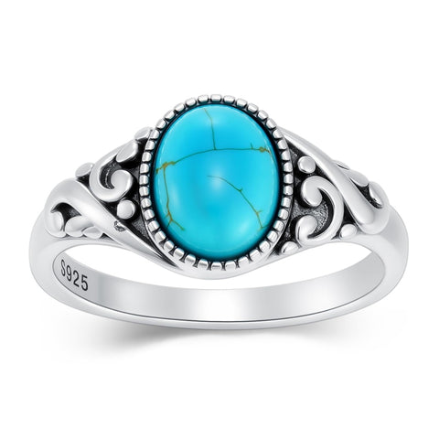 14K Gold Plated Turquoise Ring Western Jewelry Anniversary Birthday Gift for Women