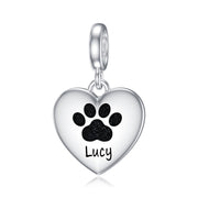 Sterling Silver 10K 14K 18K Gold Personalized Engraved Paw Charm Beads