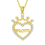 Necklace For Mom 925 Sterling Silver  Gold Plated Mother Pendant Necklace Love Heart Necklace For Women Mothers Day Gifts For Mom