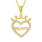 Necklace For Mom 925 Sterling Silver  Gold Plated Mother Pendant Necklace Love Heart Necklace For Women Mothers Day Gifts For Mom
