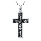 Sterling Silver Turquoise Abalone Shell Oxidation Cross Pendant Necklace