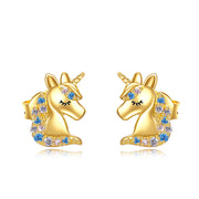 14K Gold Unicorn EarringsCute Animal Unicorn Stud Fine Gold Earrings Jewelry Christmas Gifts for Daughter Her Girlfriend Granddaughter Niece