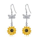 Sterling Silver Sunflower Dangle Earrings for Women