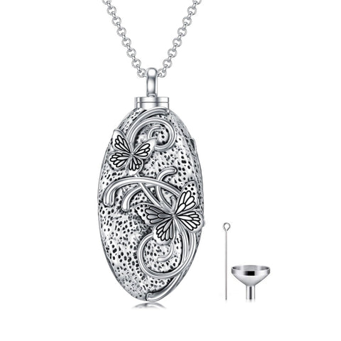 Sterling Silver Butterfly Urn Necklace For Ashes